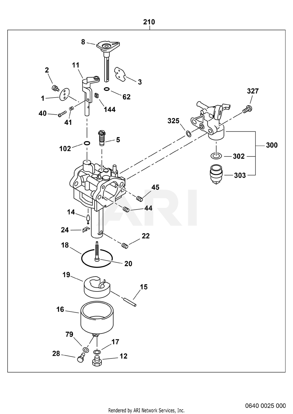640 Carburetor Diagram and Parts List for EX130D50380  Subaru Engine