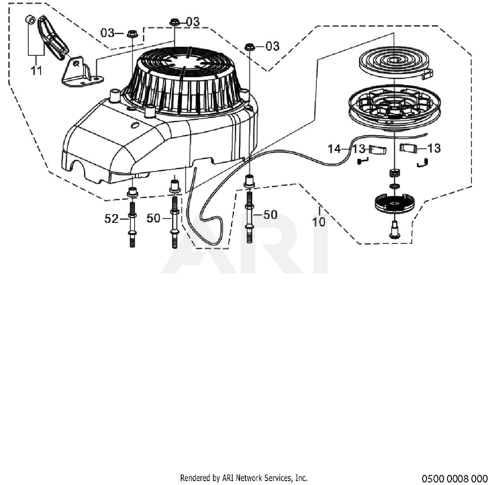 500 Cooling And Starting Diagram and Parts List for EA190VS5030  Subaru Engine