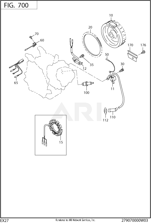 700 Electric Device Diagram and Parts List for EX270D50164  Subaru Engine