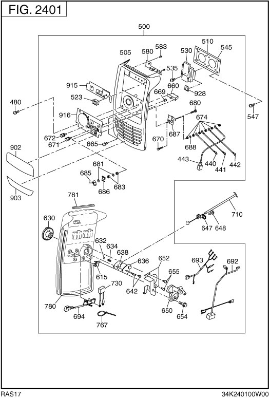 Control Group Diagram and Parts List for RAS17017052 R1700i Subaru Generator