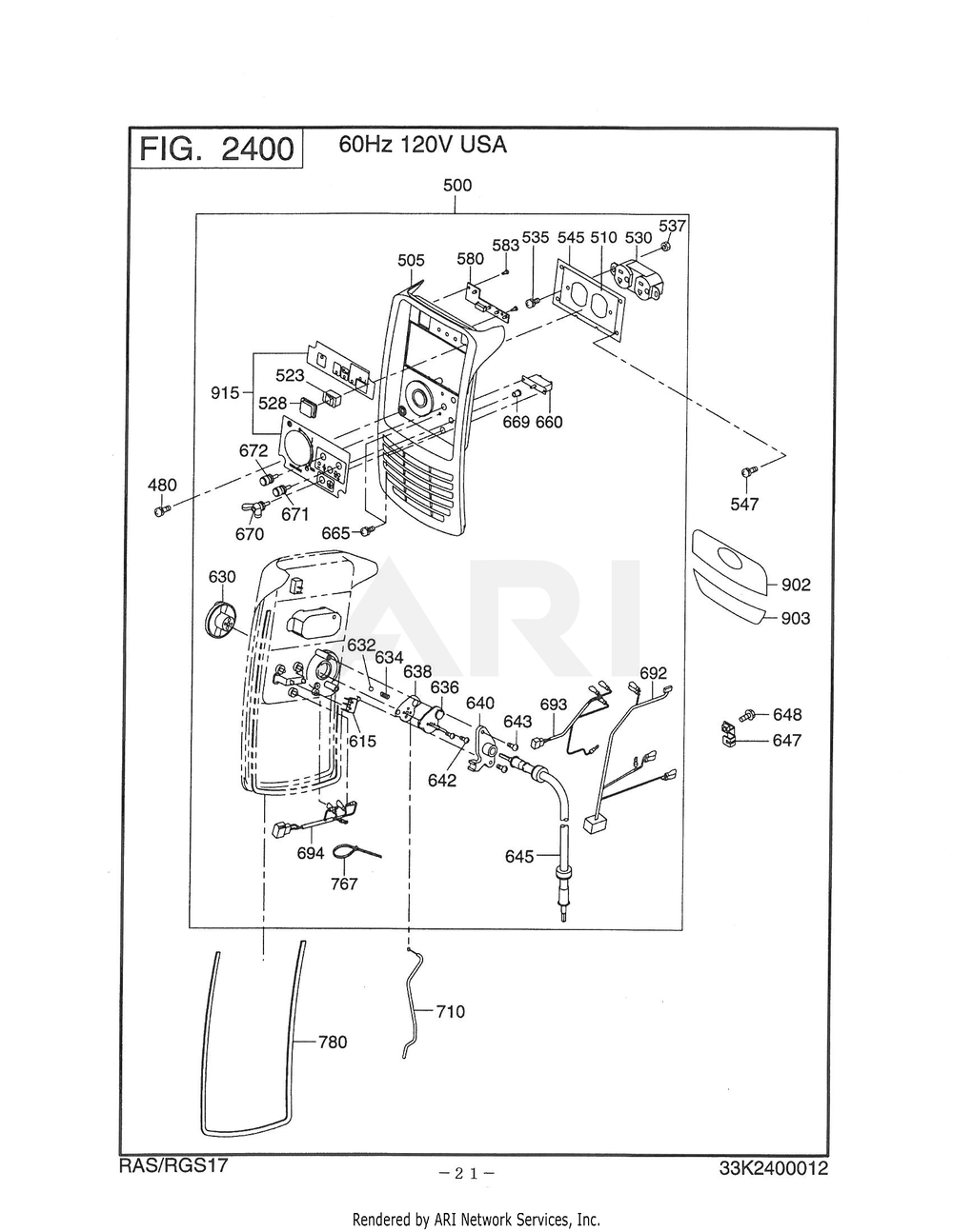 2400 Control Diagram and Parts List for RAS17023040  Subaru Generator