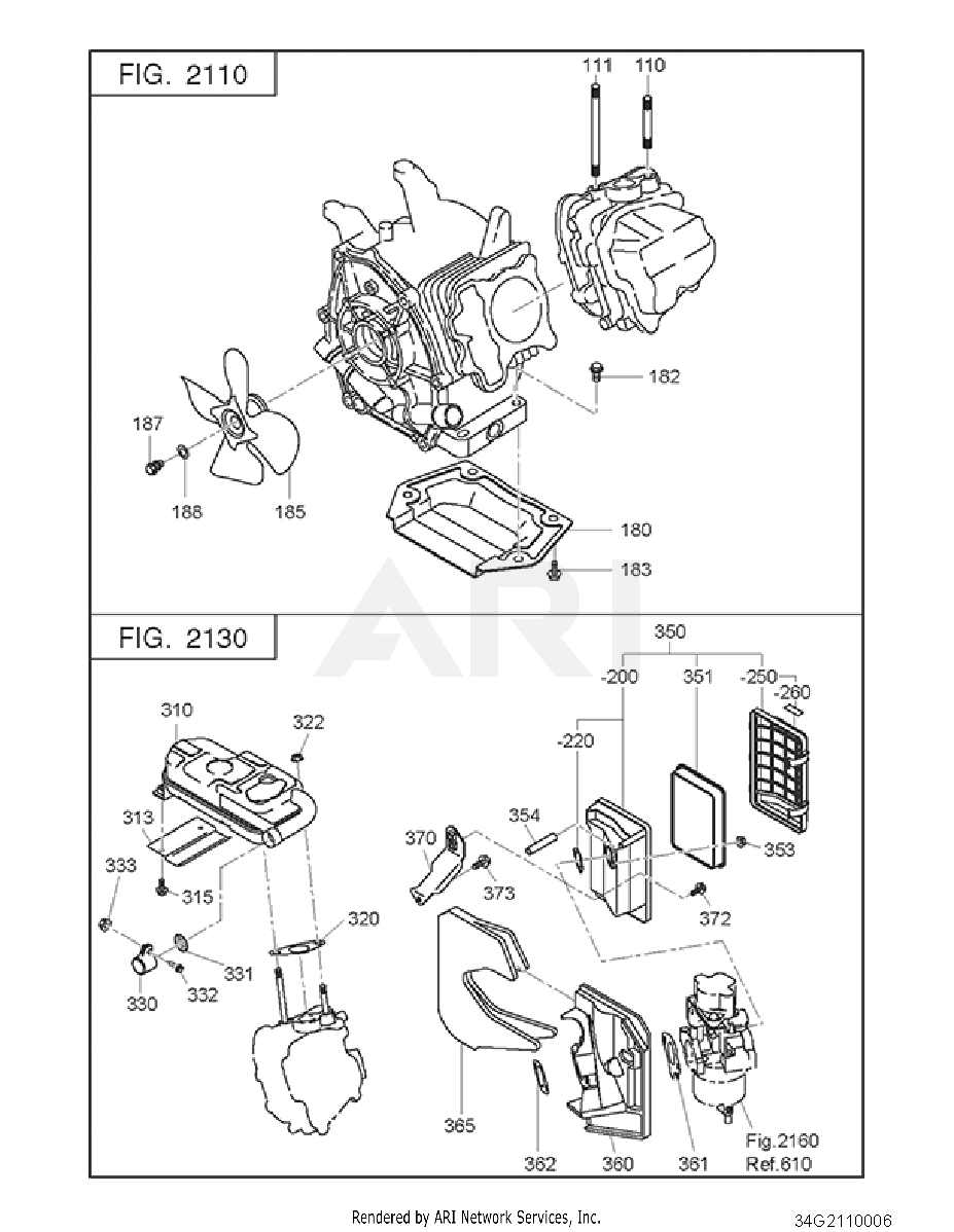 2130 Engine Diagram and Parts List for RAS28017010  Subaru Generator