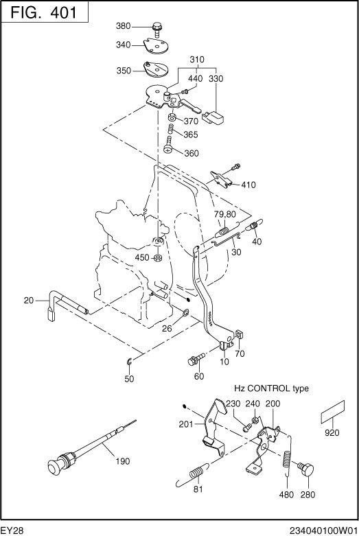 Governor,operation Diagram and Parts List for EY280DC0510 EY280 Subaru Engine