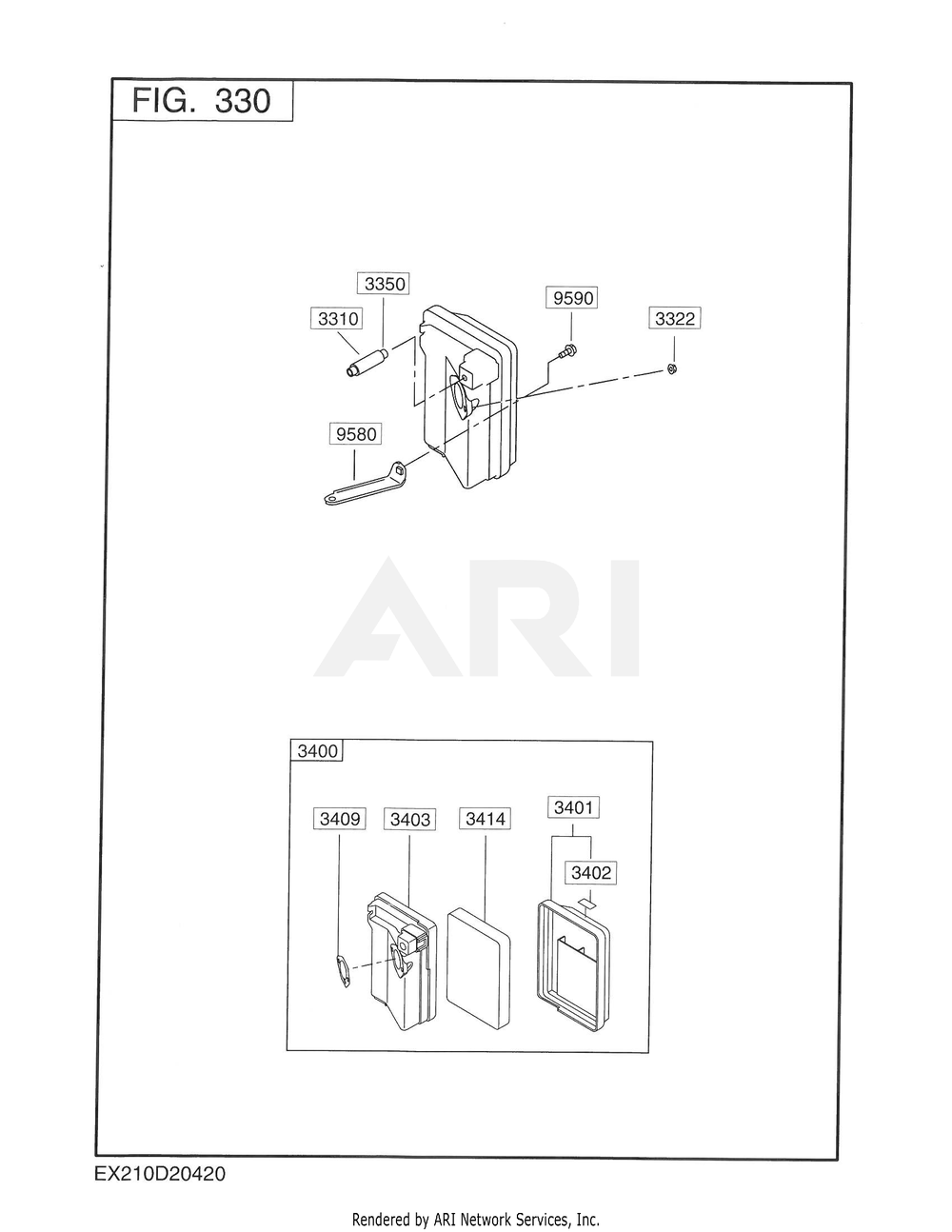 330 Intake And Exhaust Diagram and Parts List for EX210D2042S  Subaru Engine