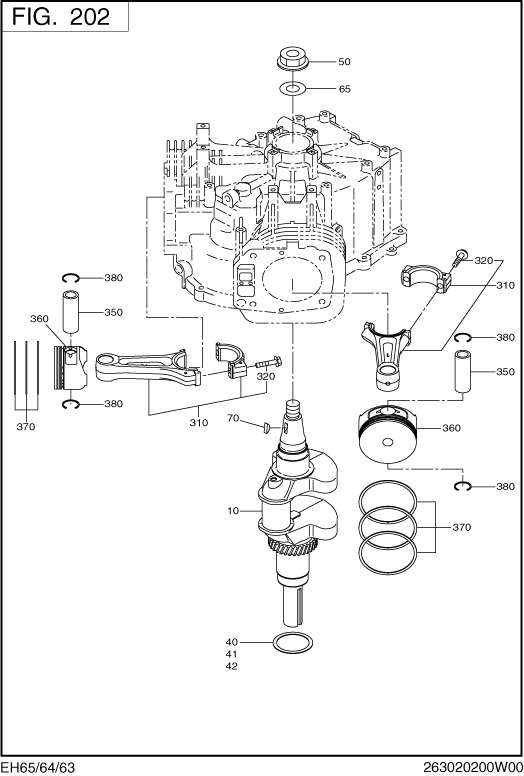 Crank,piston Group Diagram and Parts List for EH650VD1040 EH650 Subaru Engine