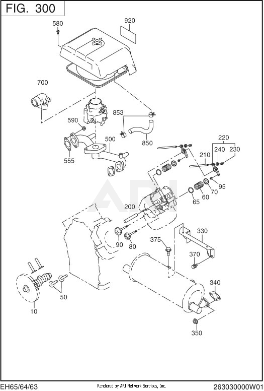 301 Intake And Exhaust Diagram and Parts List for EH650DC0201  Subaru Engine