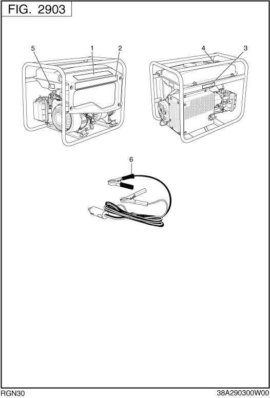 Accessories Label Diagram and Parts List for RGN30018000 RGN3000 Subaru Generator