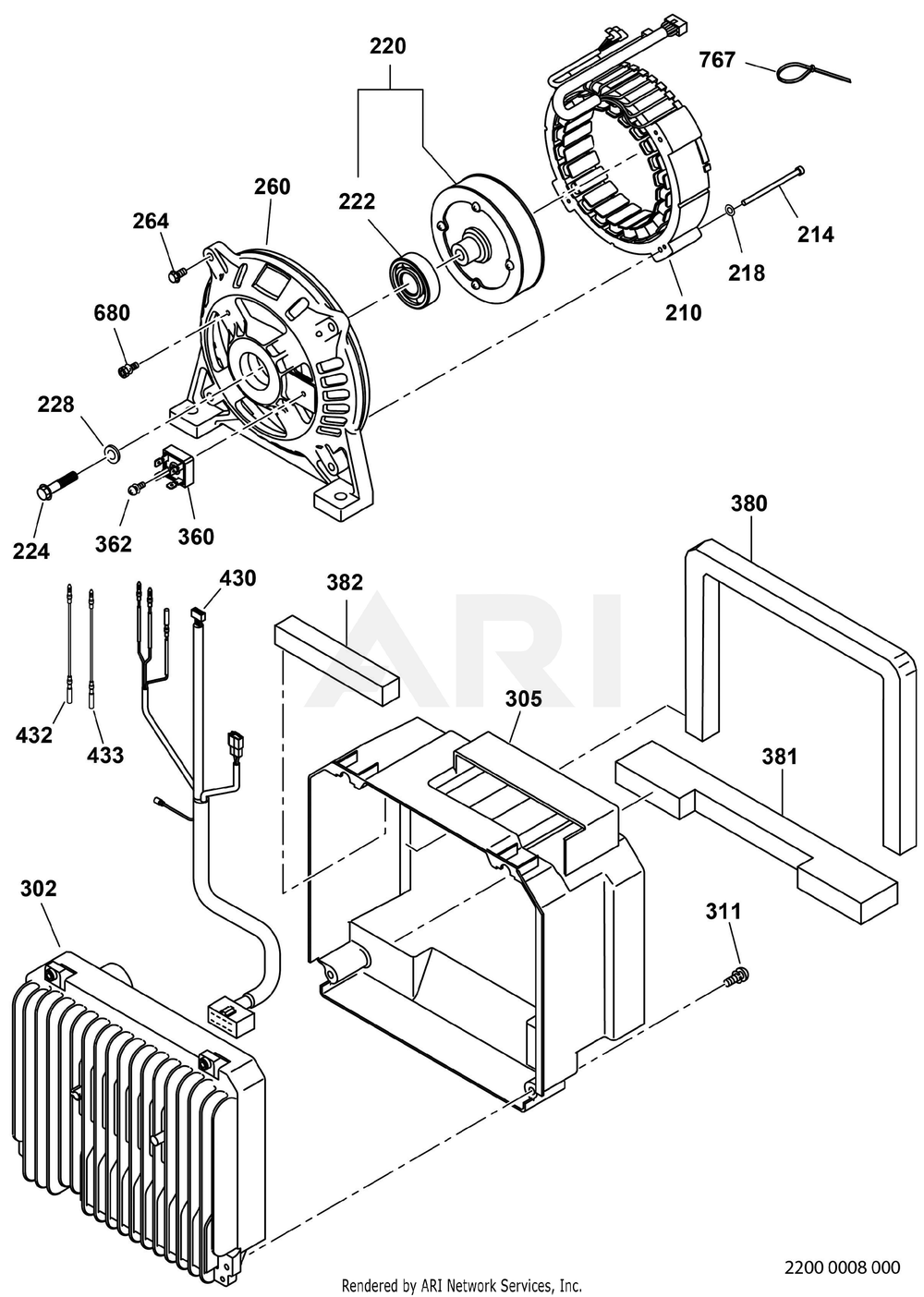 2200 Generator Diagram and Parts List for RAS43023544  Subaru Generator