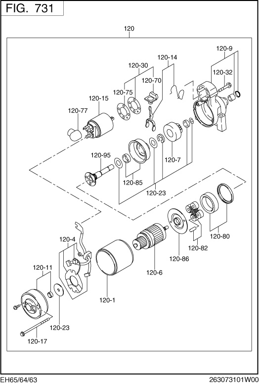 Electric Device Group Diagram and Parts List for EH650DA2542 EH650 Subaru Engine