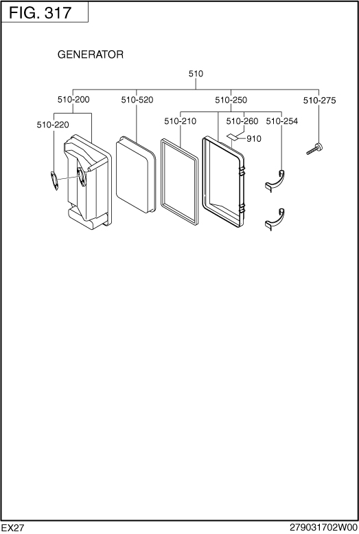 Intake Exhaust Diagram and Parts List for EX270D20245 EX270 Subaru Engine