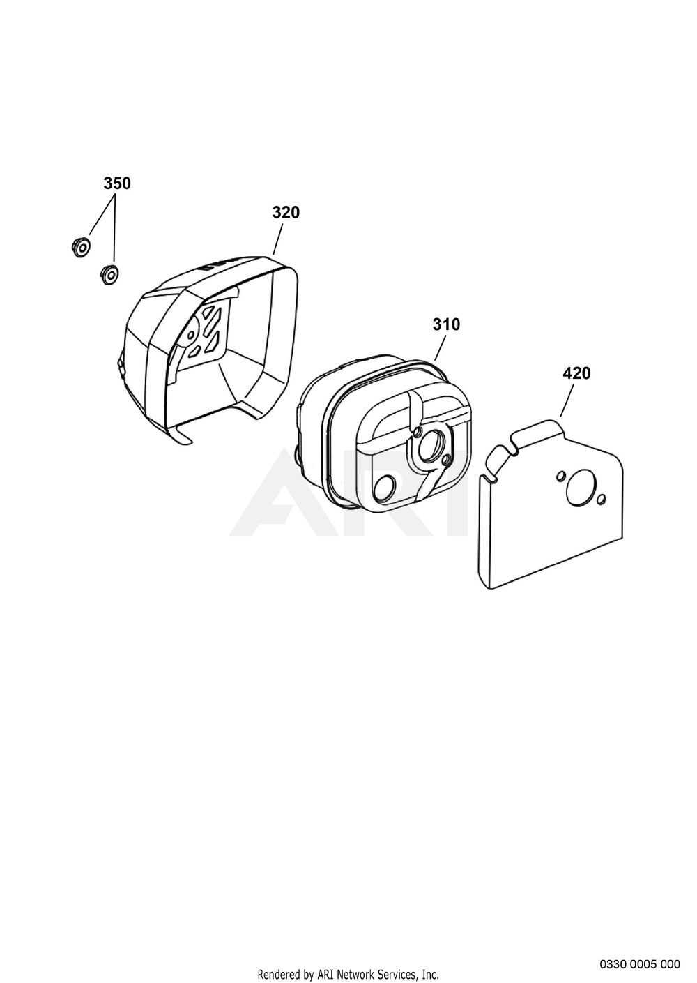 330 Muffler Diagram and Parts List for EA175V50140  Subaru Engine