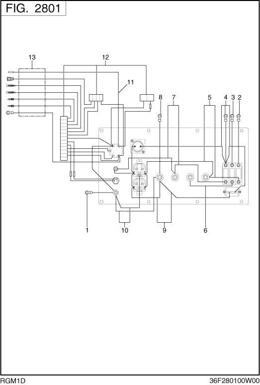 Wire Harness Diagram and Parts List for RGM1D076000 RGV17000T Subaru Generator