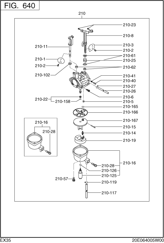 Fuel Lubricant Diagram and Parts List for EX350D00031 EX350 Subaru Engine