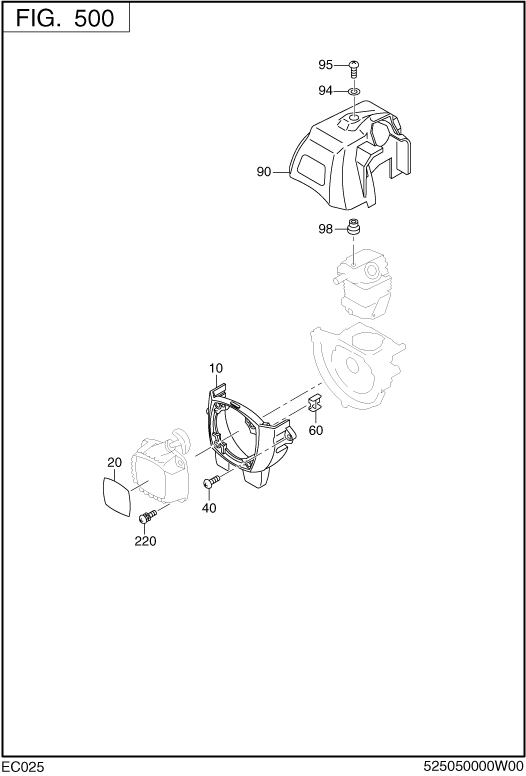 Cooling,starting Diagram and Parts List for EC025GR5108 EC025 Subaru Engine