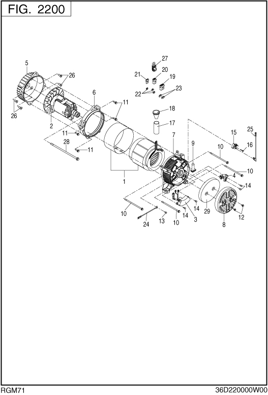 Generator Diagram and Parts List for RGM71016000 RGX7100 Subaru Generator