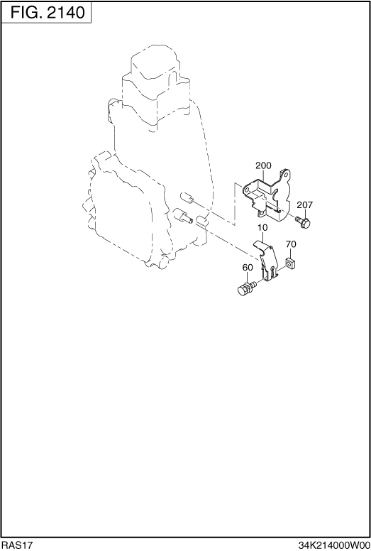 Engine Assembly Diagram and Parts List for RAS17018011 R1700i Subaru Generator