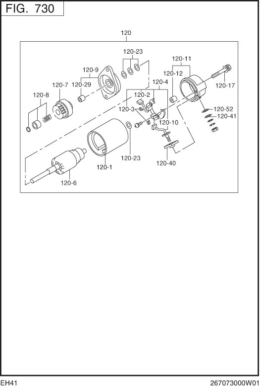 Electric Device Diagram and Parts List for EH410DS7060 EH410 Subaru Engine