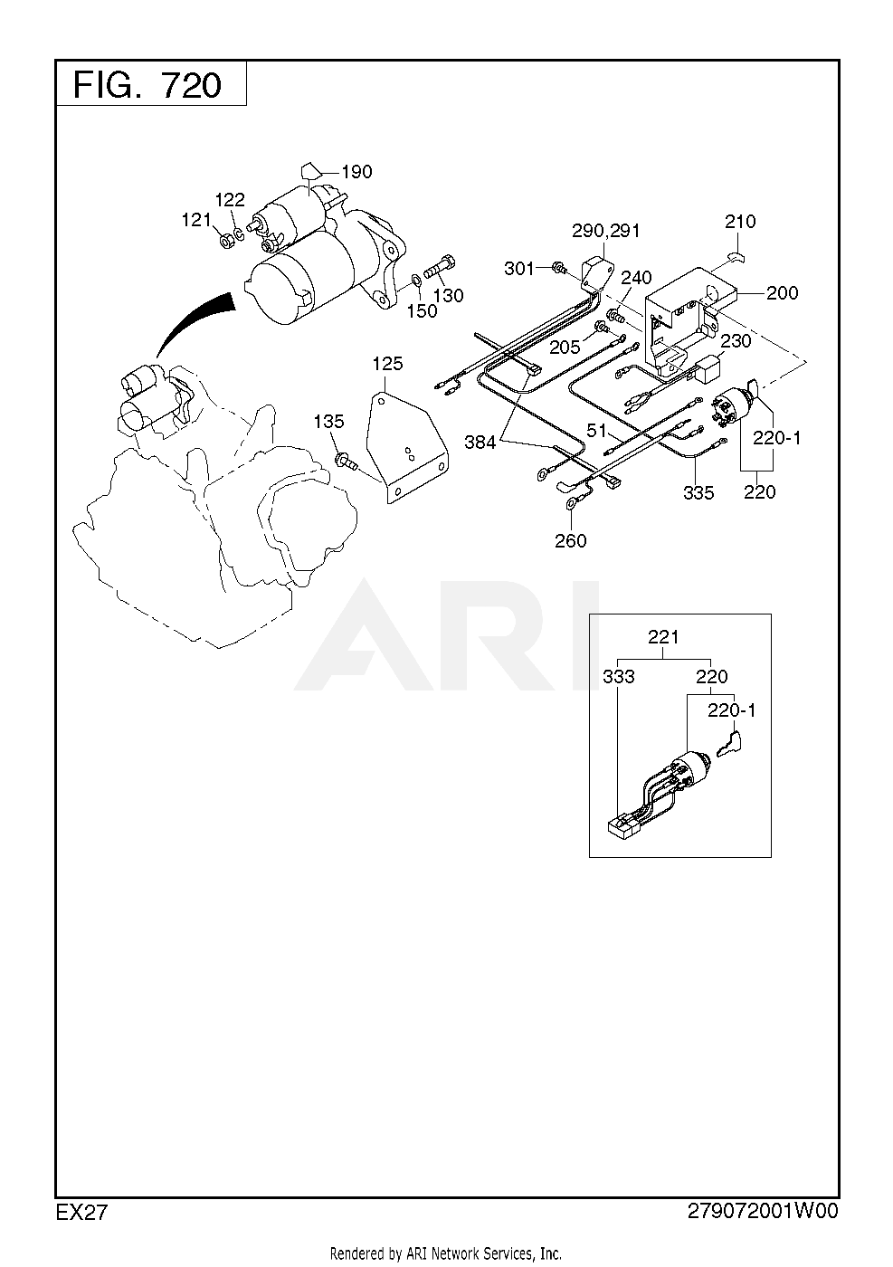 720 Electric Device Diagram and Parts List for EX270DS0290  Subaru Engine