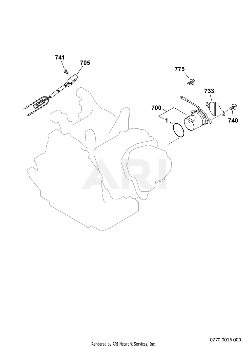770 Oil Sensor Diagram and Parts List for EX170DM2750  Subaru Engine