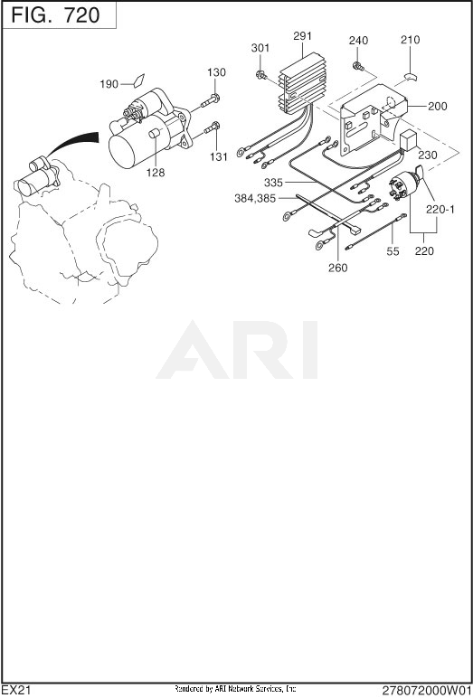 720 Electric Device Diagram and Parts List for EX210DS2182  Subaru Engine