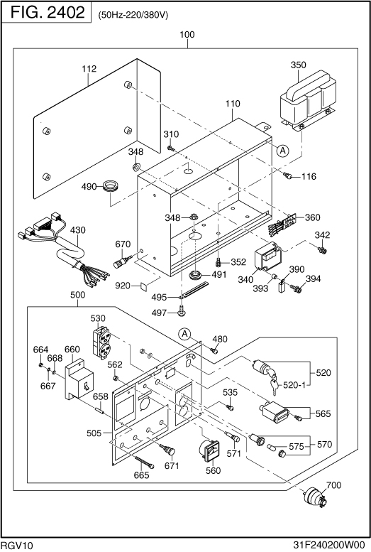 Control Box Diagram and Parts List for RGV10K76071 RGV13100T Subaru Generator