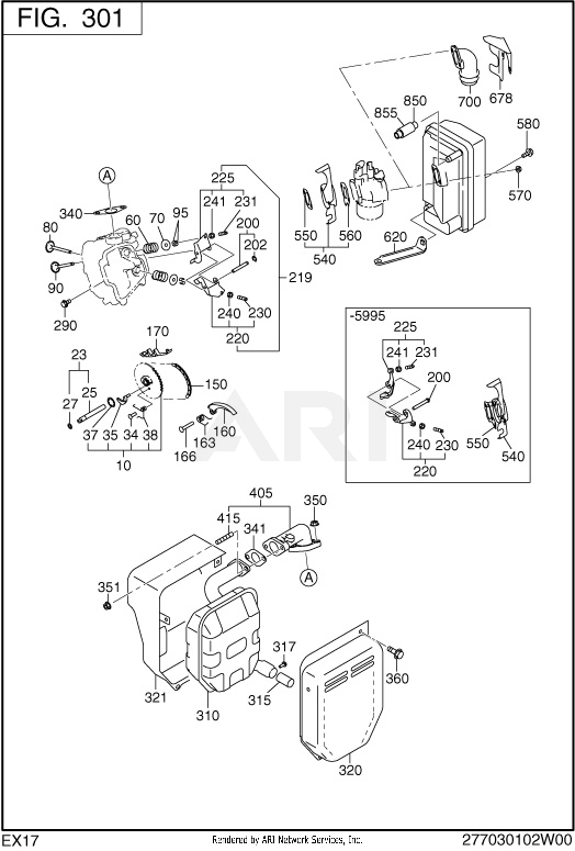 300 Intake And Exhaust Diagram and Parts List for EX170D52261  Subaru Engine