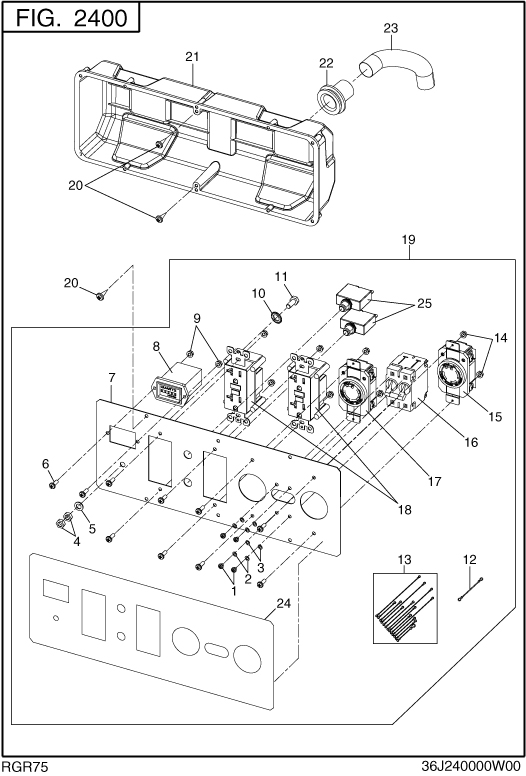 Control Box Diagram and Parts List for RGR75023000 SGX7500 Subaru Generator