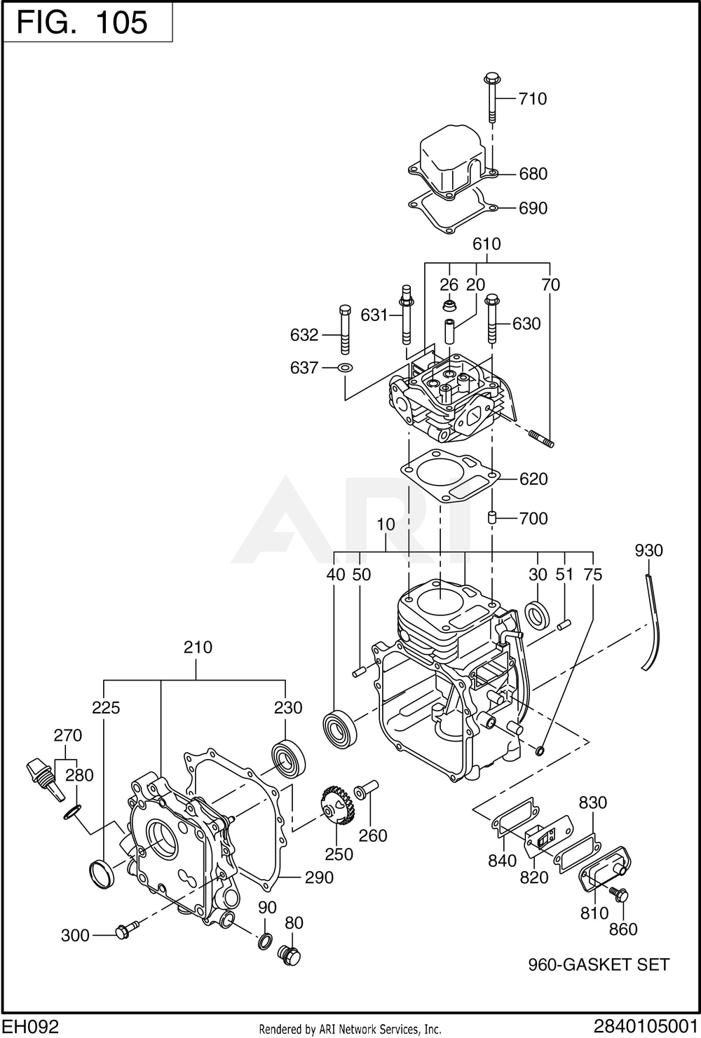 100 Crankcase Diagram and Parts List for RGS17023080  Subaru Generator