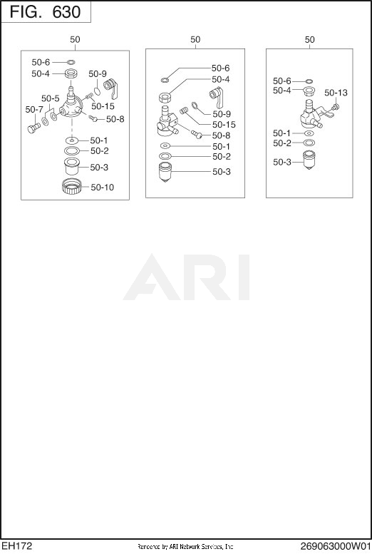 630 Fuel And Lubricant Diagram and Parts List for EH172YR0003  Subaru Engine