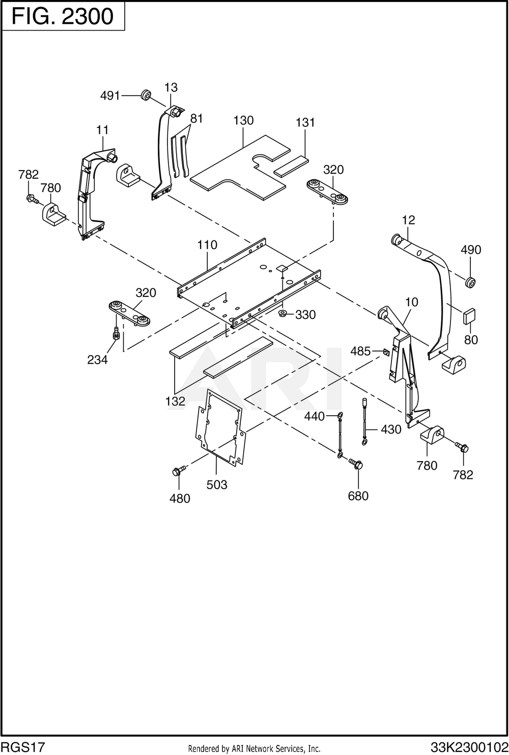 2300 Base Frame Diagram and Parts List for RGS17023080  Subaru Generator