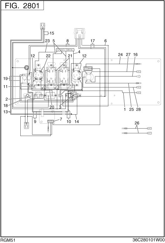 Wire Harness Diagram and Parts List for RGM51053510 RGX5100E Subaru Generator