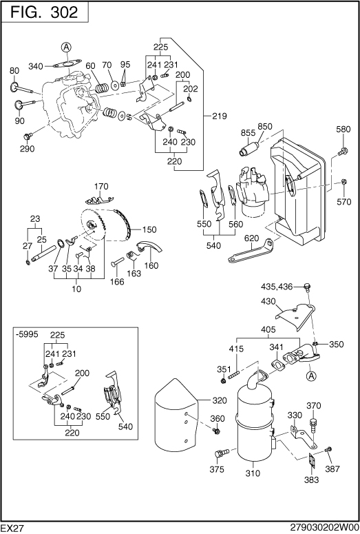 Intake,exhaust Diagram and Parts List for EX270D20361 EX270 Subaru Engine
