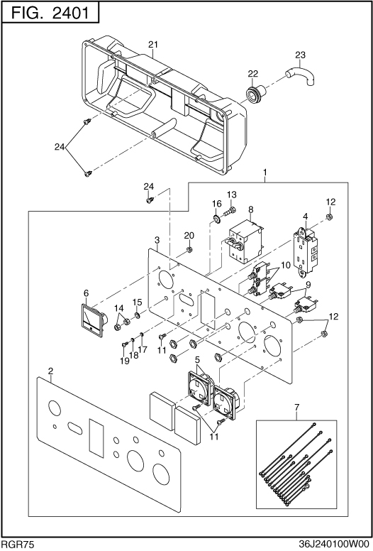 Control Box Diagram and Parts List for RGR75052500 SGX7500 Subaru Generator