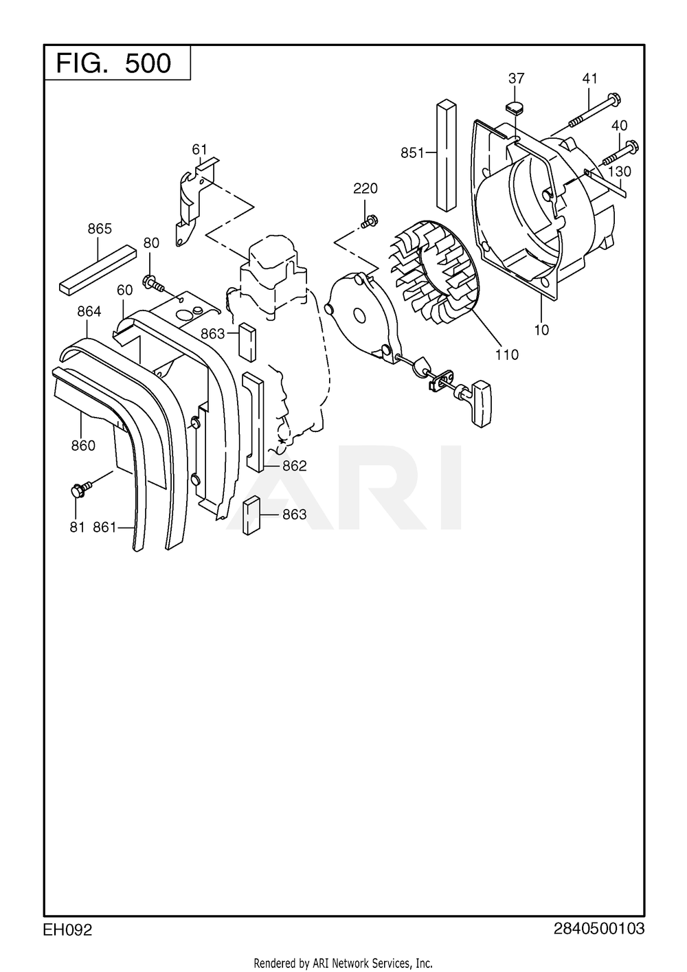500 Cooling And Starting Diagram and Parts List for RAS17023094  Subaru Generator