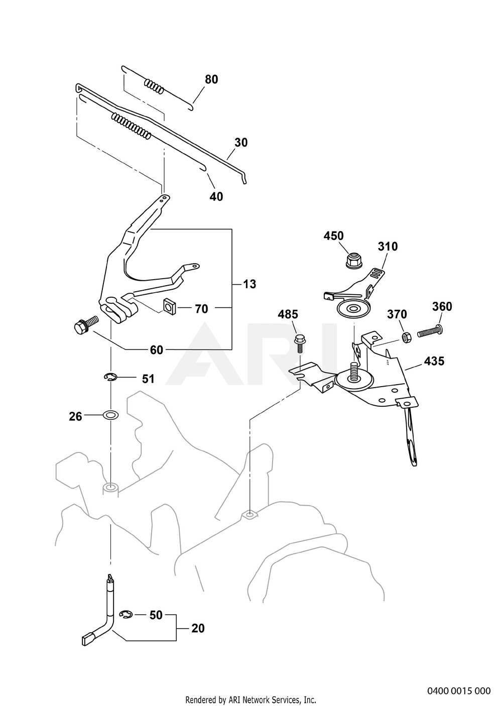 400 Governor Diagram and Parts List for EX400DS5510  Subaru Engine