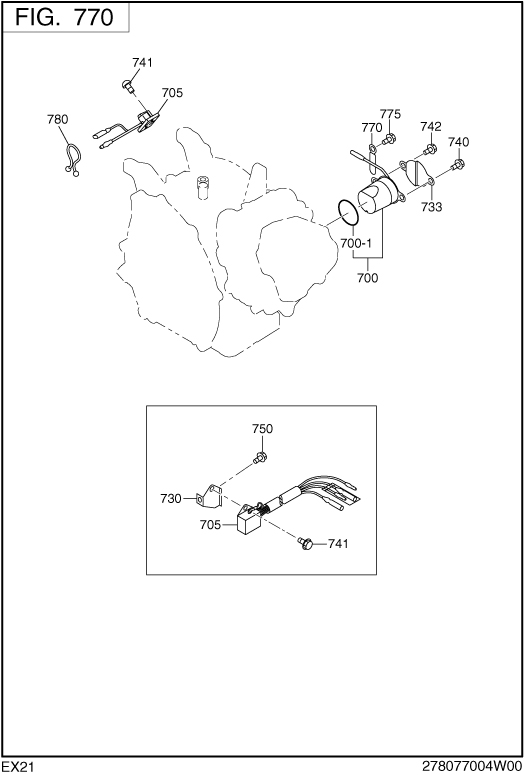 Electric Device Diagram and Parts List for EX210D20246 EX210 Subaru Engine