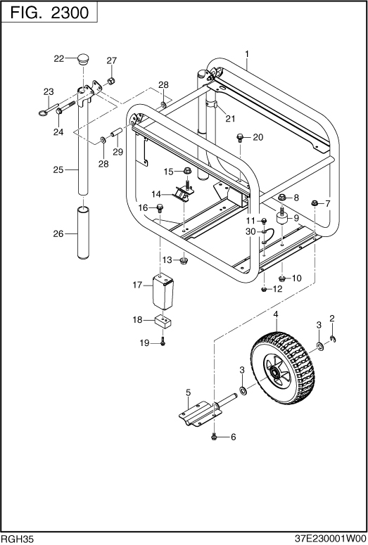 Pipe Frame Diagram and Parts List for RGH35052000 RGH3500 Subaru Generator