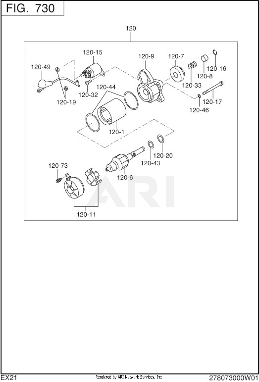 730 Electric Device Diagram and Parts List for EX210DS2182  Subaru Engine