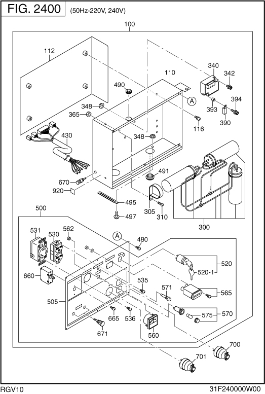 Control Box Diagram and Parts List for RGV10K36042 RGV10100 Subaru Generator