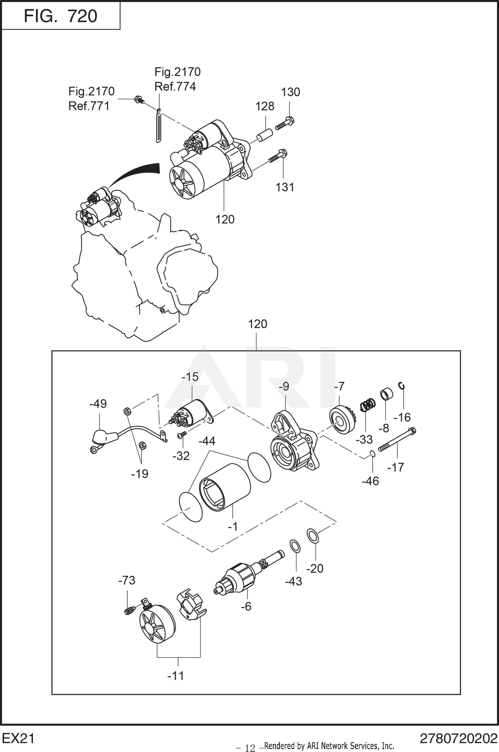 720 Electric Device Diagram and Parts List for RAS32023510  Subaru Generator