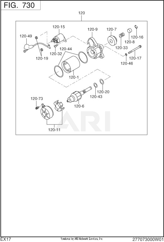 730 Electric Diagram and Parts List for 170DST030  Subaru Engine