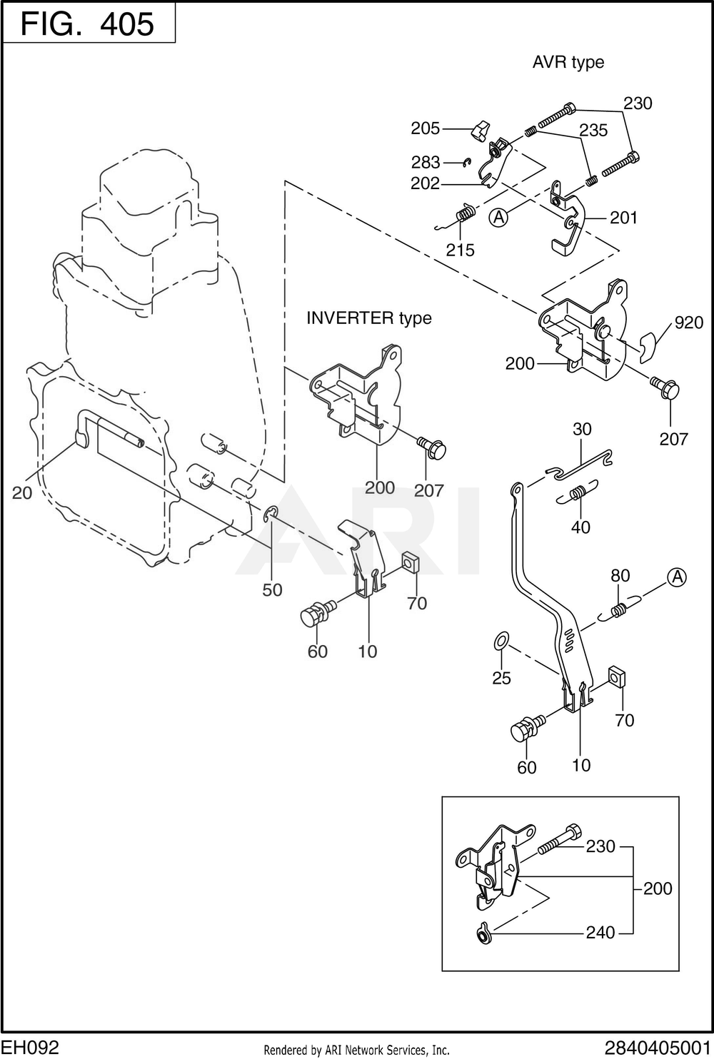 400 Governor Diagram and Parts List for RGS17023080  Subaru Generator