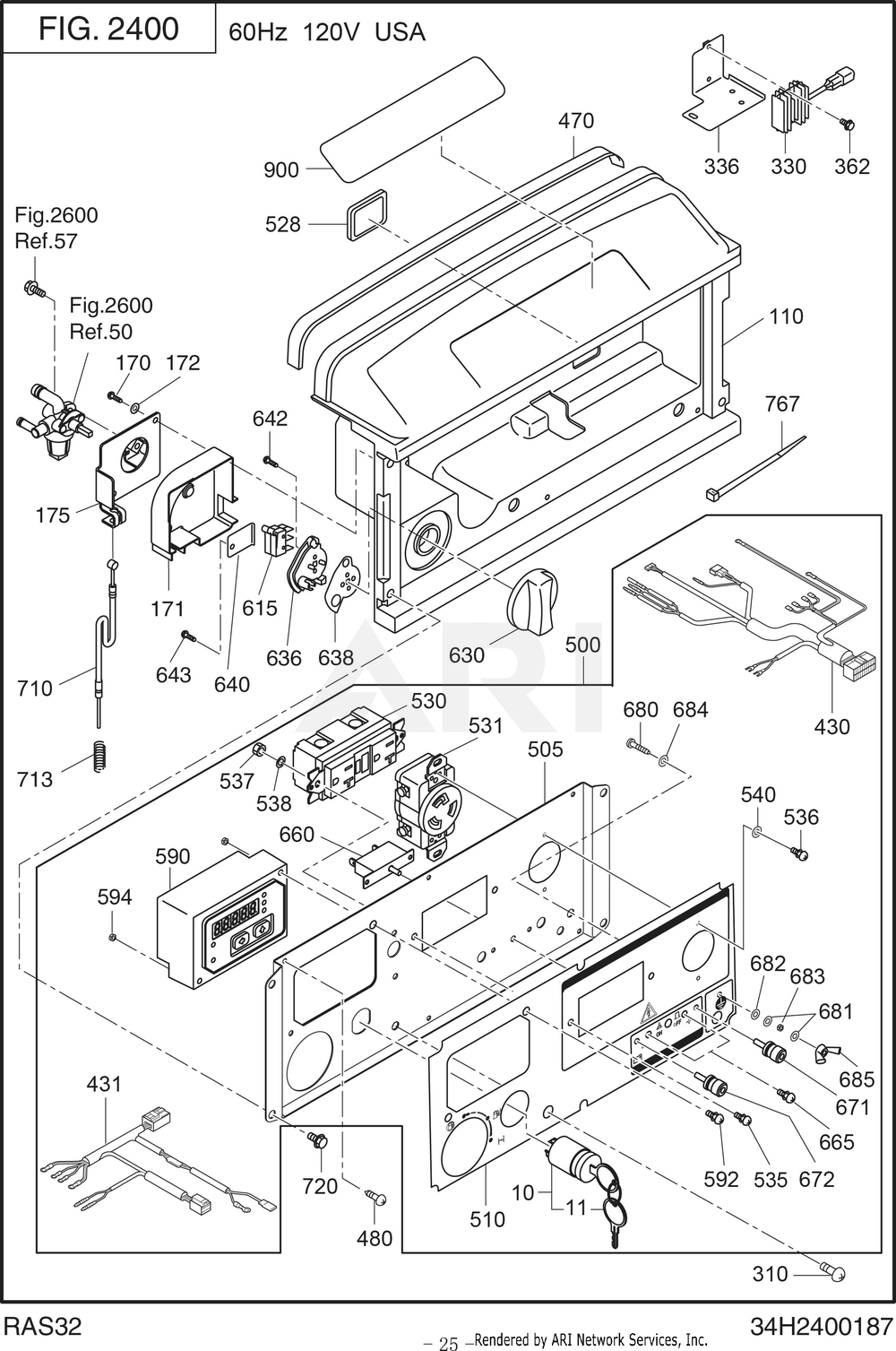 2400 Control Diagram and Parts List for RAS32023510  Subaru Generator