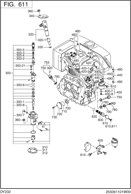 Fuel,lublicant Diagram and Parts List for DY232DD0201 DY232 Subaru Engine