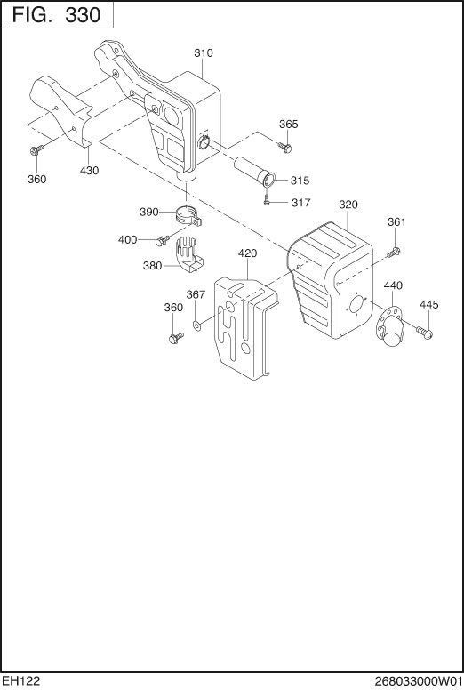 Intake Exhaust Diagram and Parts List for EH122B00090 EH122 Subaru Engine
