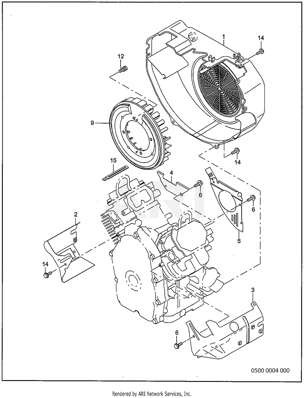 500 Cooling And Starting Diagram and Parts List for RGV10K77010  Subaru Generator