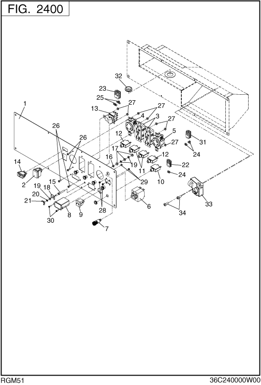 Control Box Diagram and Parts List for RGM51053010 RGX5100 Subaru Generator