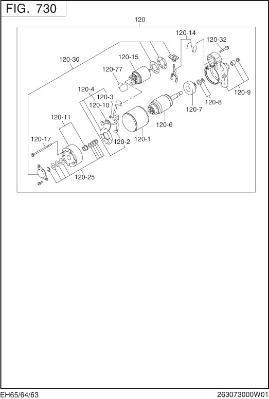 Electric Device Group Diagram and Parts List for EH650DA2561 EH650 Subaru Engine