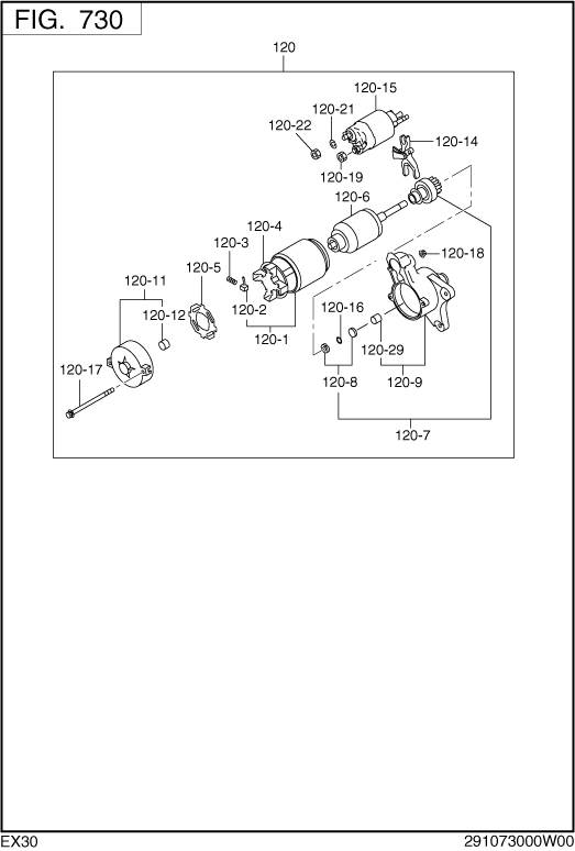 Electric Device Diagram and Parts List for EX300DS2070 EX300 Subaru Engine