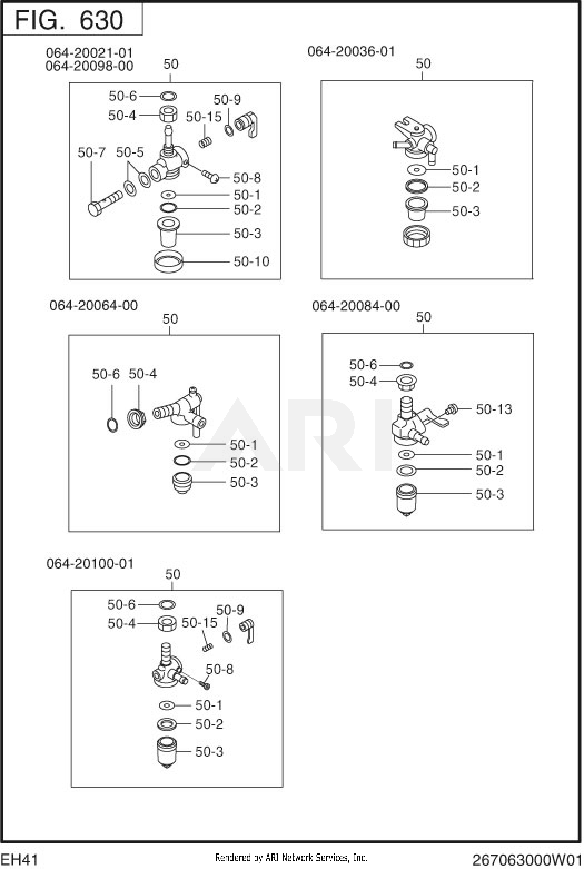 630 Fuel And Lubricant Diagram and Parts List for EH410YS0814  Subaru Engine